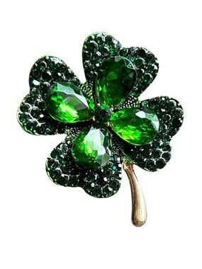 New Crystal Four Leaf Clover Brooch